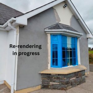 Exterior house gable render in progress.